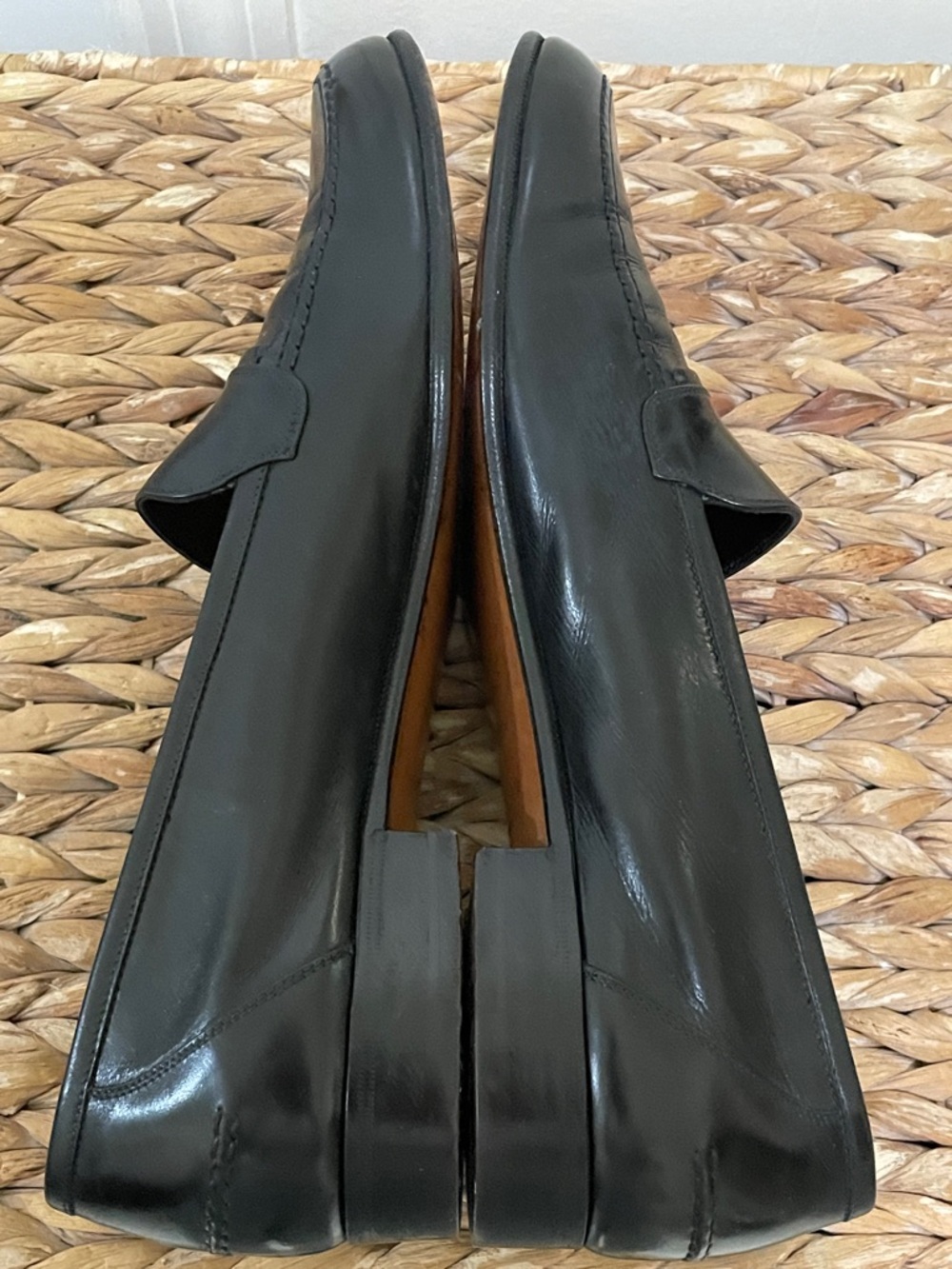 Salvatore Ferragamo Black Leather Penny Loafers with Gold Accent - Picture 8 of 8